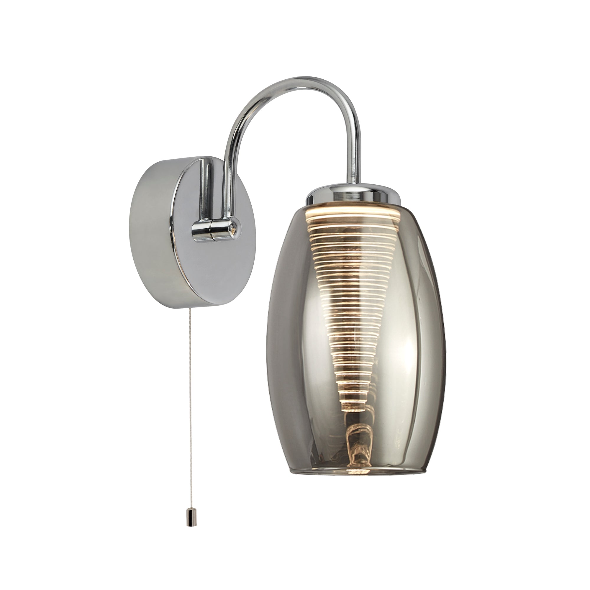 Cyclone Wall Light - Metal & Glass Chrome and Smoke Glass