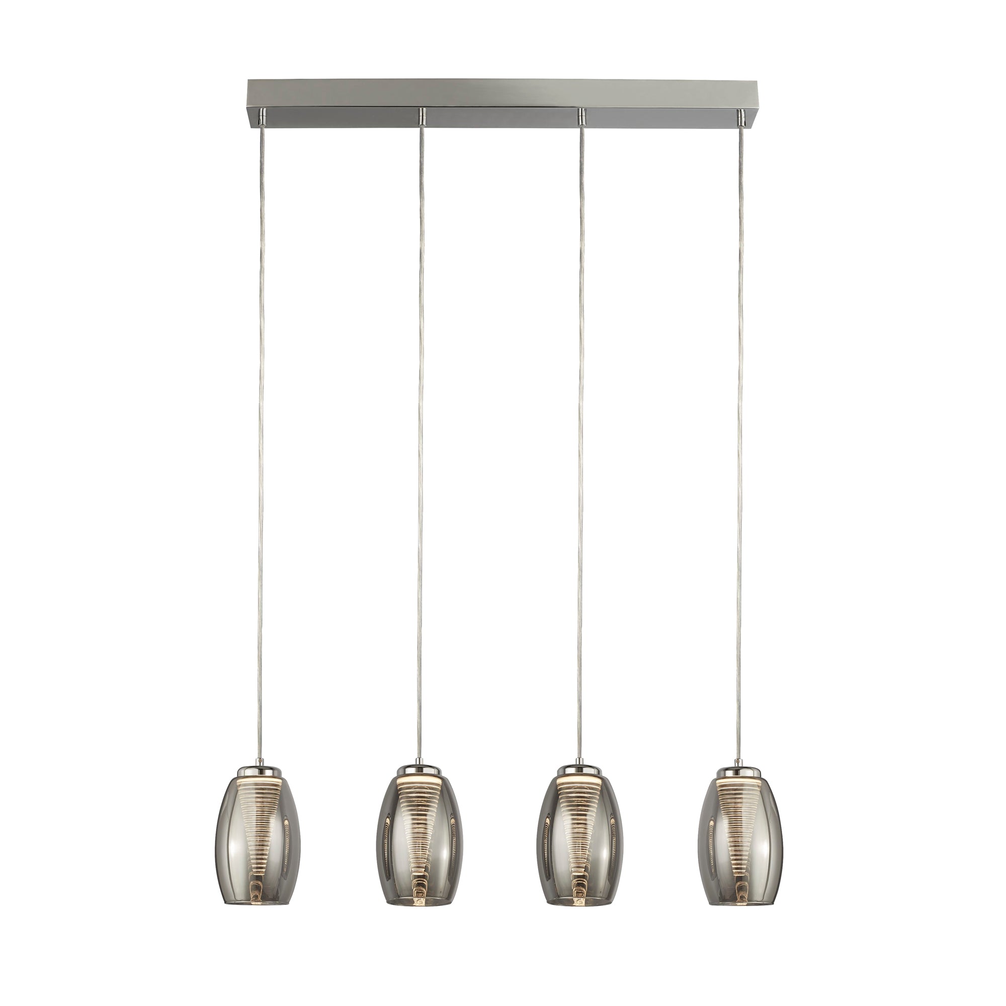 Cyclone Bar Pendant - Metal &  Glass Chrome and Smoked
