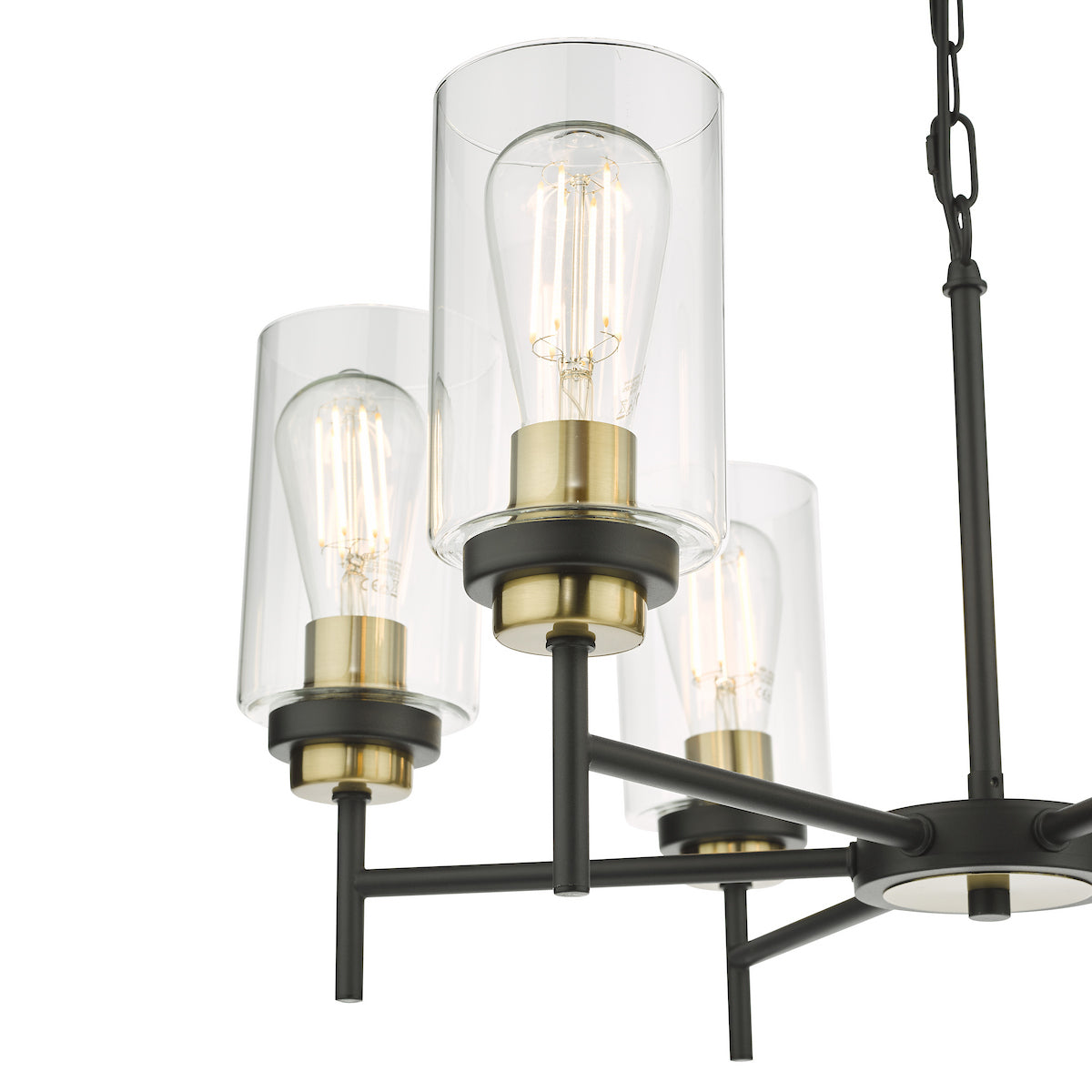 ABEL 6LT PENDANT BLACK & GOLD CW CLEAR GLS