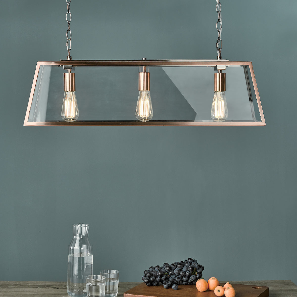 ACADEMY 3LT BAR PENDANT ANTIQUE COPPER