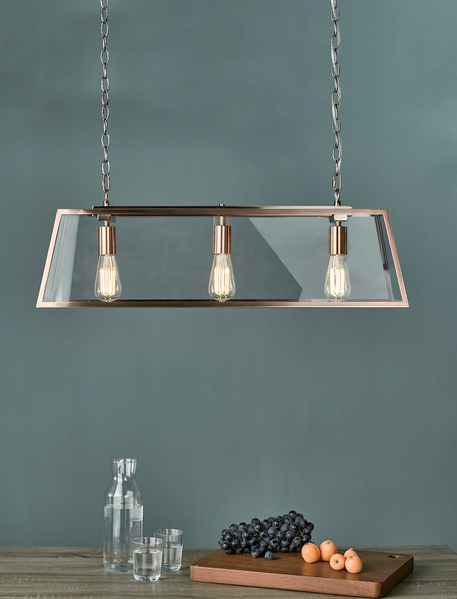 ACADEMY 3LT BAR PENDANT ANTIQUE COPPER