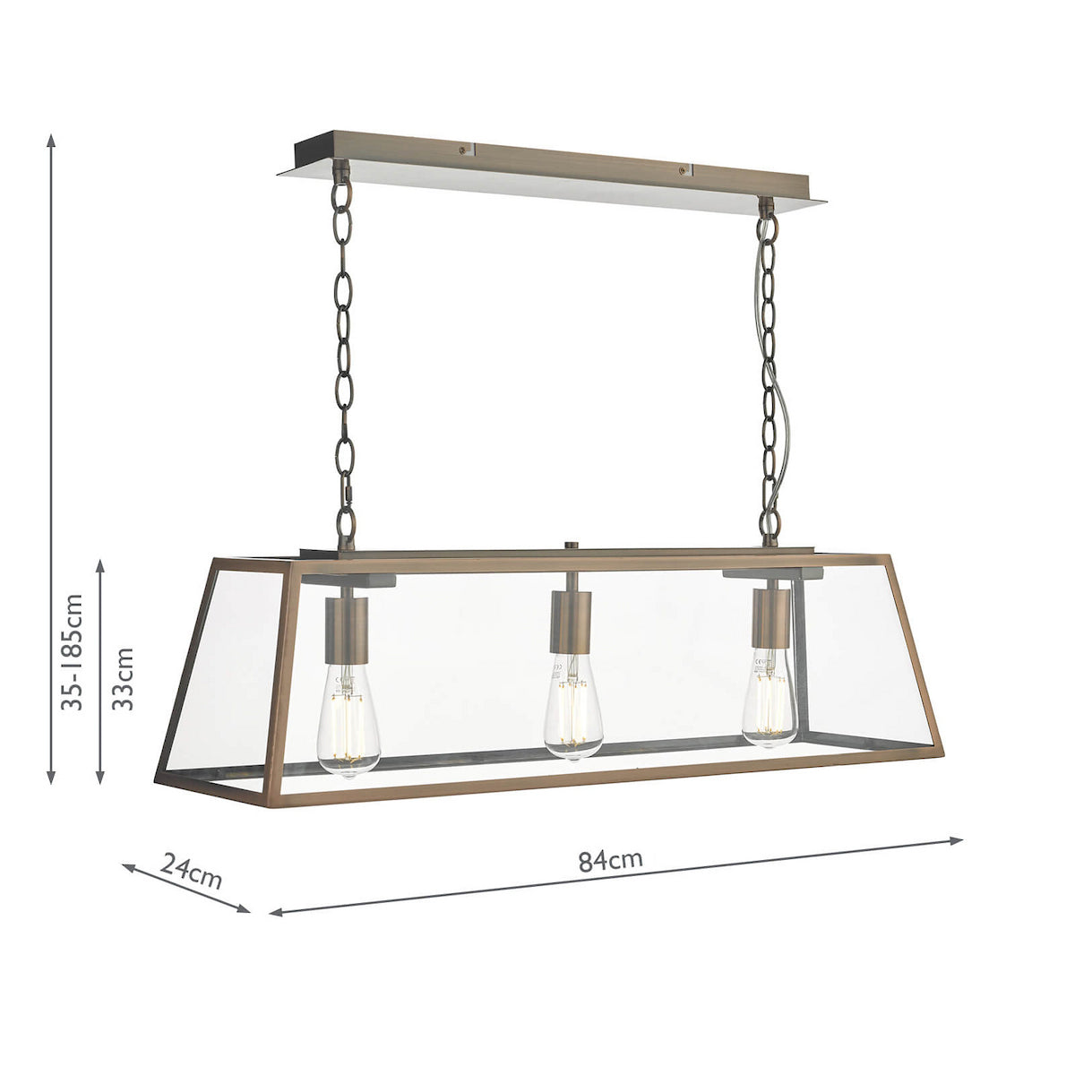 ACADEMY 3LT BAR PENDANT ANTIQUE COPPER