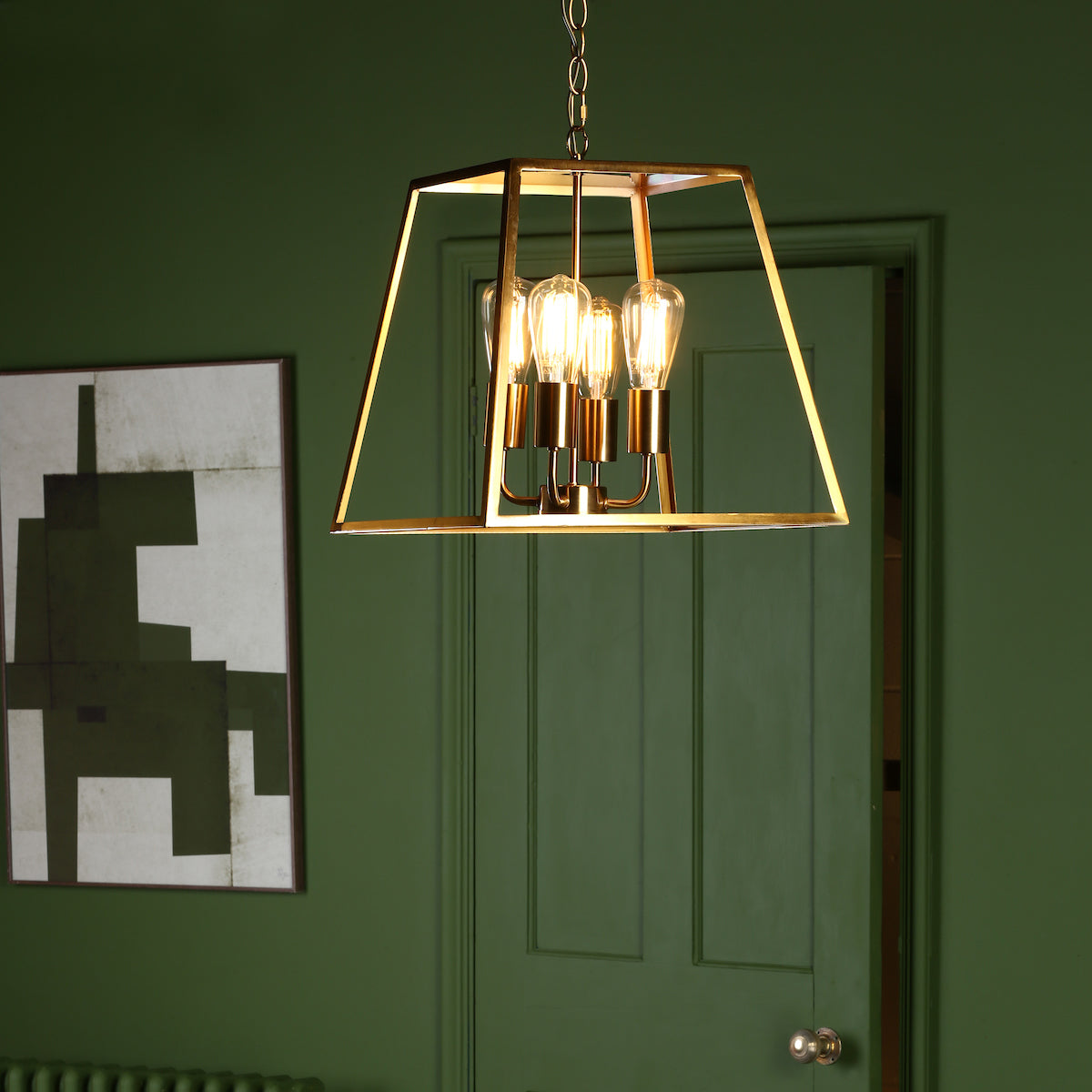 ACADEMY 4LT LANTERN NATURAL BRASS