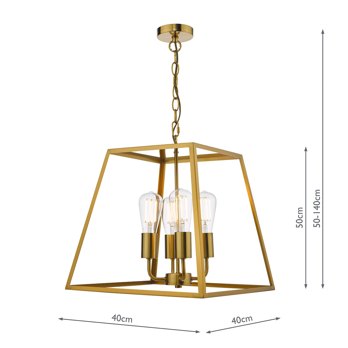 ACADEMY 4LT LANTERN NATURAL BRASS