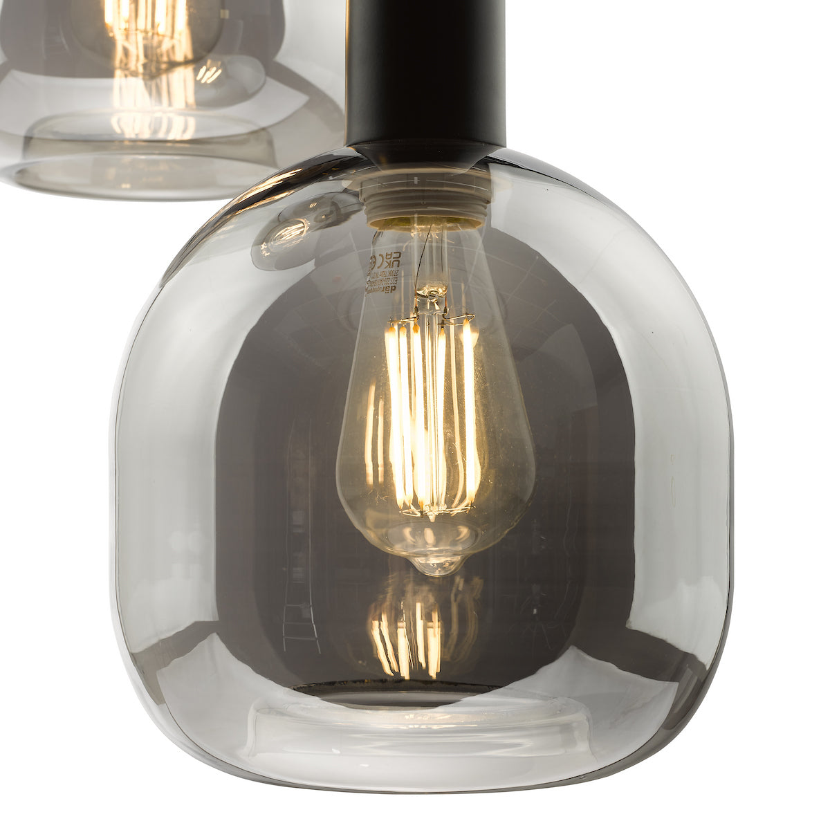 AIDEN 3LT CLUSTER BLACK CW SMOKED GLASS