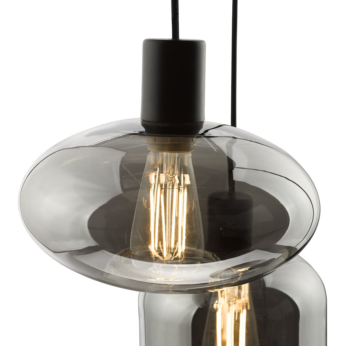 AIDEN 3LT CLUSTER BLACK CW SMOKED GLASS