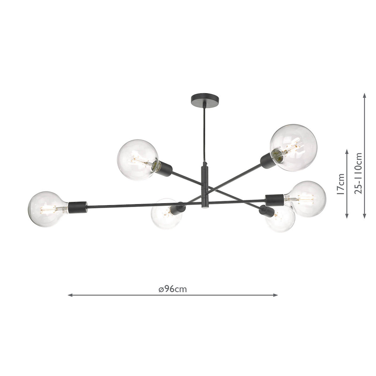 ALANA 6LT ADJUSTABLE PENDANT MATT BLACK