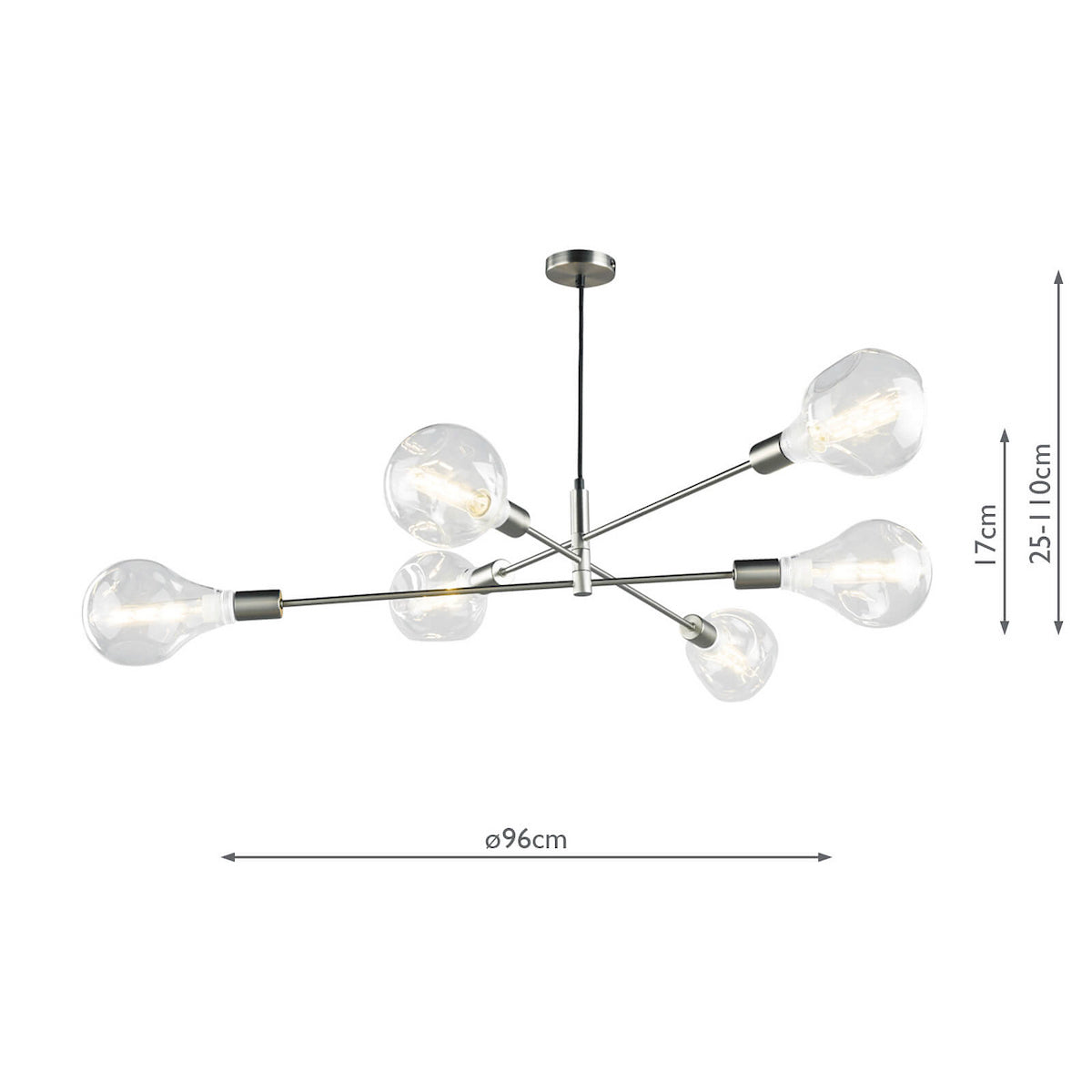 ALANA 6LT ADJUSTABLE PENDANT SAT CHR