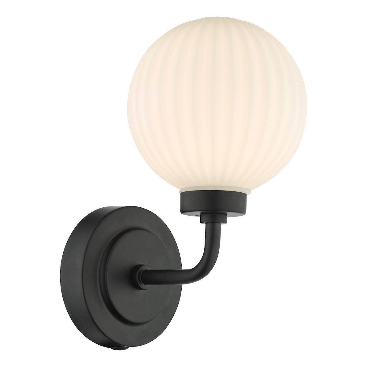 ALRIK 1LT WALL LIGHT MATT BLACK OPAL GLASS IP44