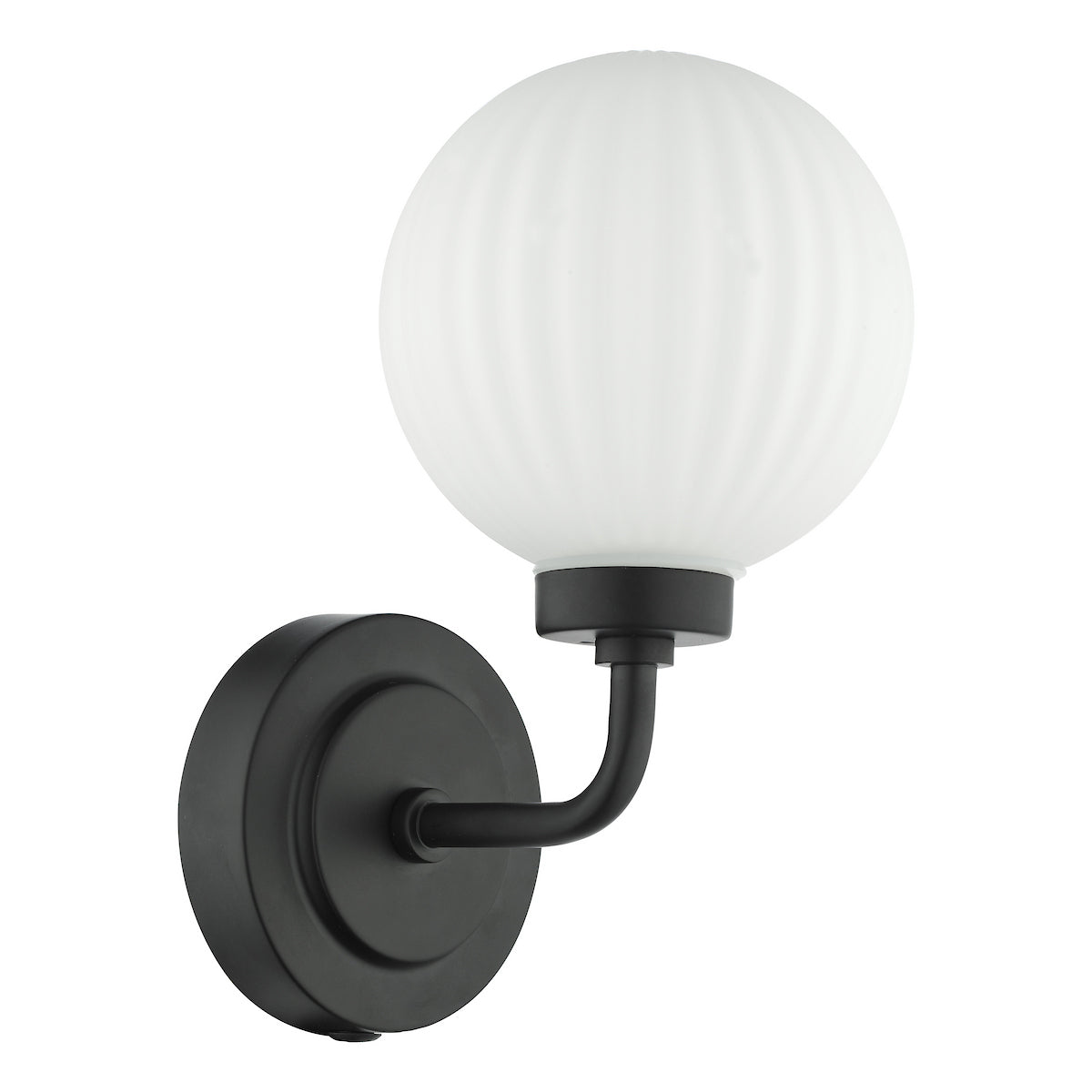 ALRIK 1LT WALL LIGHT MATT BLACK OPAL GLASS IP44