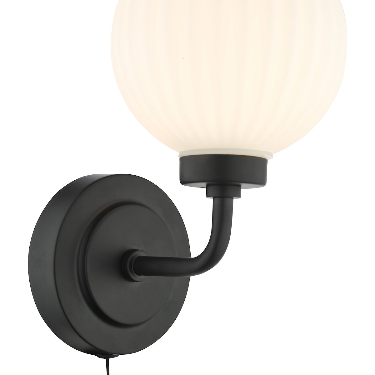 ALRIK 1LT WALL LIGHT MATT BLACK OPAL GLASS IP44