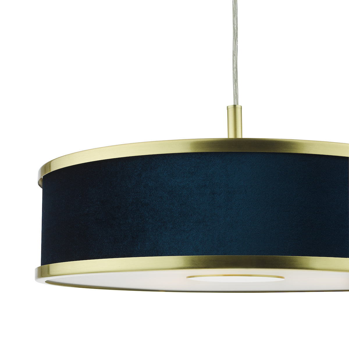 ALVARO 3LT SLIMLINE PENDANT BRUSHED BRASS NAVY 40C