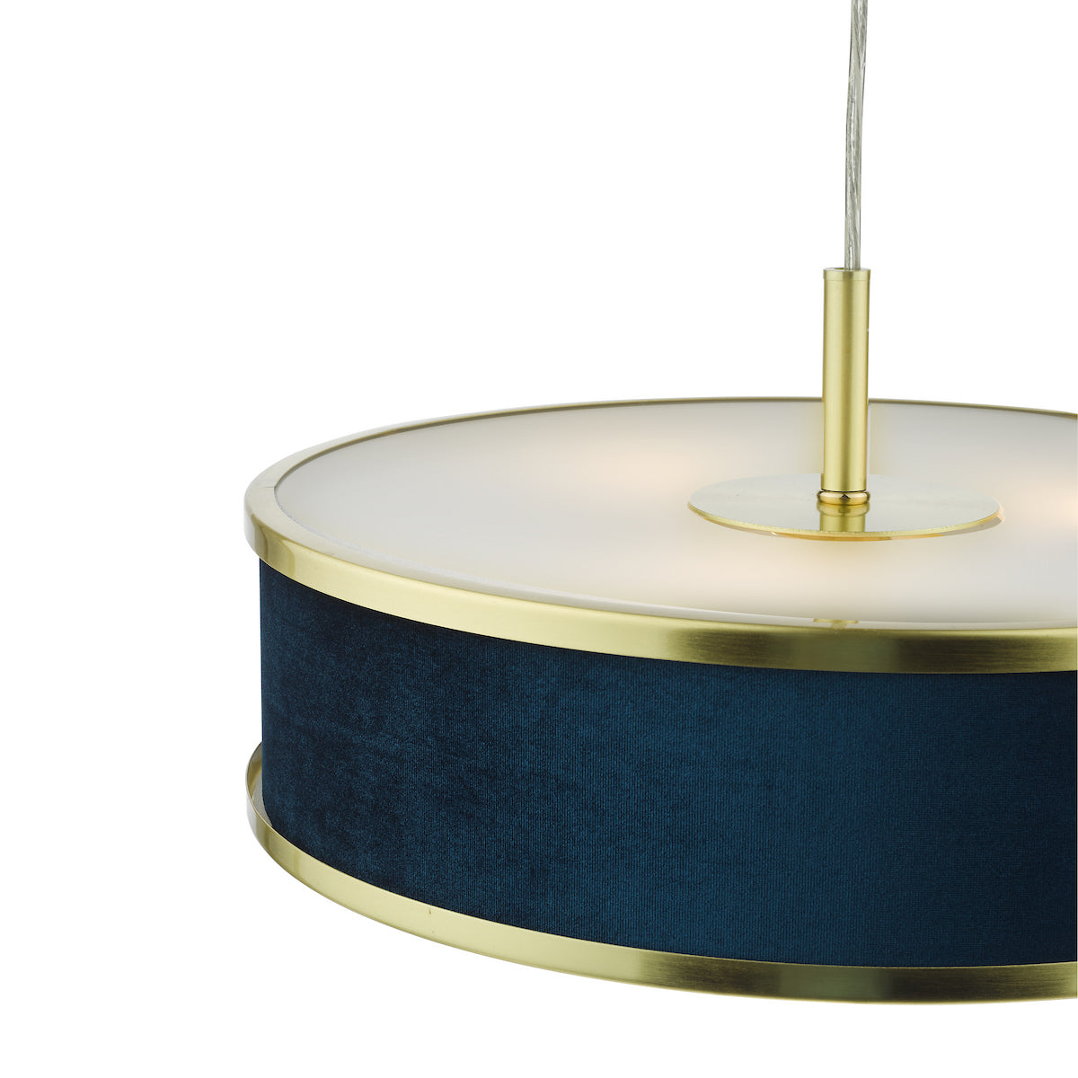 ALVARO 3LT SLIMLINE PENDANT BRUSHED BRASS NAVY 40C