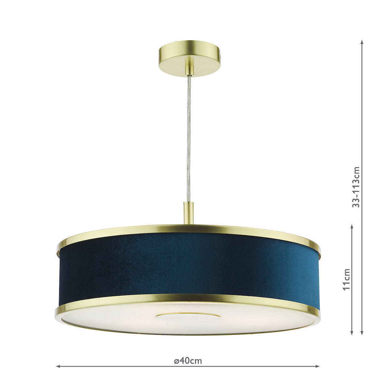 ALVARO 3LT SLIMLINE PENDANT BRUSHED BRASS NAVY 40C