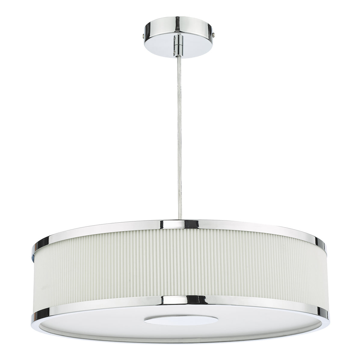 ALVARO 3LT SLIMLINE PENDANT POL CHR IVORY 40CM
