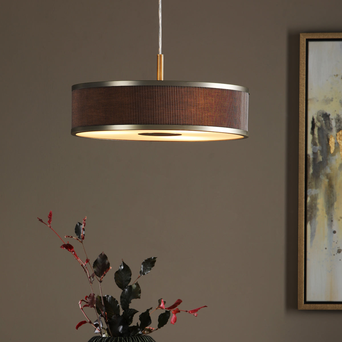 ALVARO 3LT SLIMLINE PENDANT BRONZE MUSHROOM 40CM