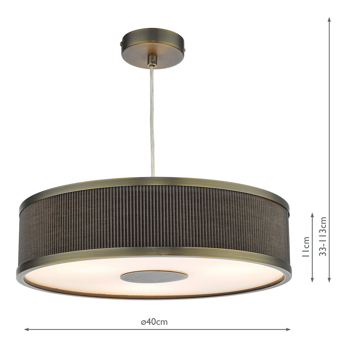 ALVARO 3LT SLIMLINE PENDANT BRONZE MUSHROOM 40CM