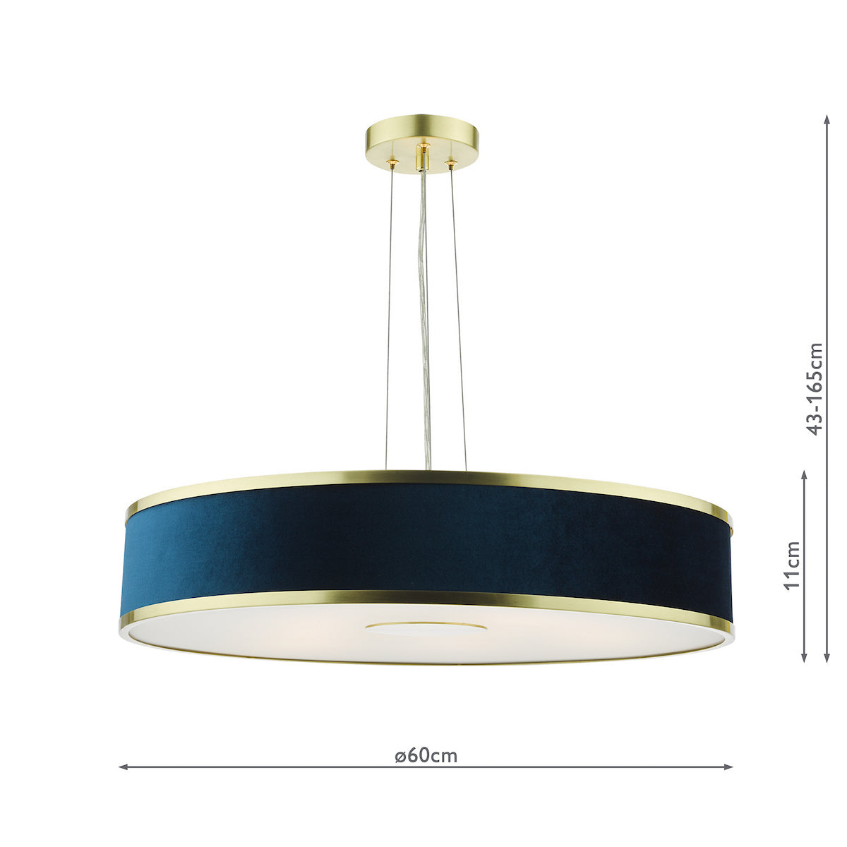ALVARO 6LT SLIMLINE PENDANT BRUSHED BRASS NAVY 60C