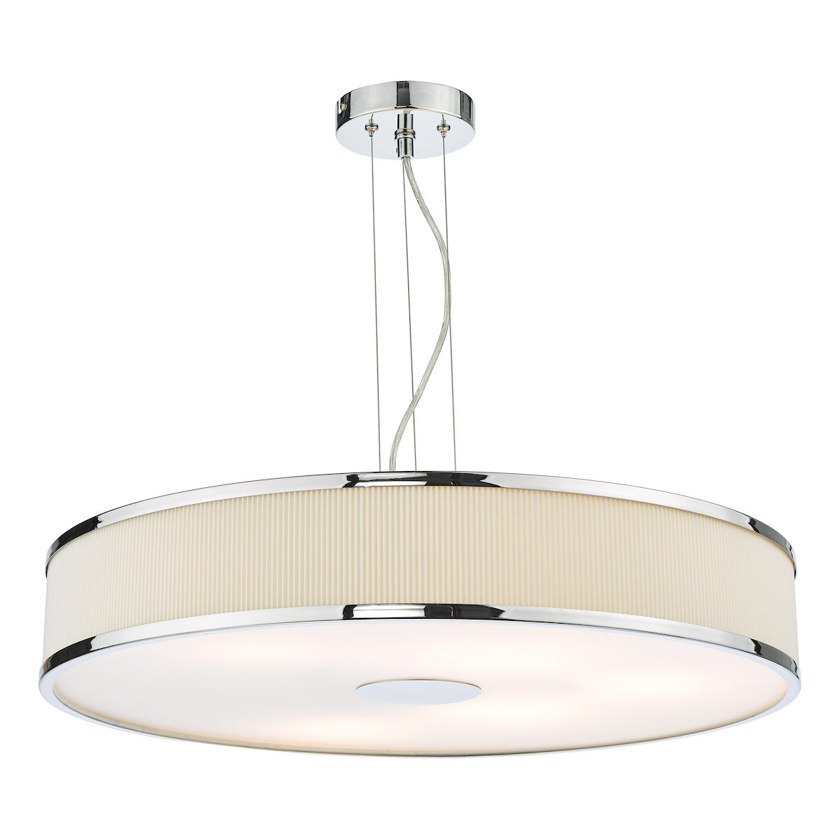ALVARO 6LT SLIMLINE PENDANT POL CHR IVORY 60CM