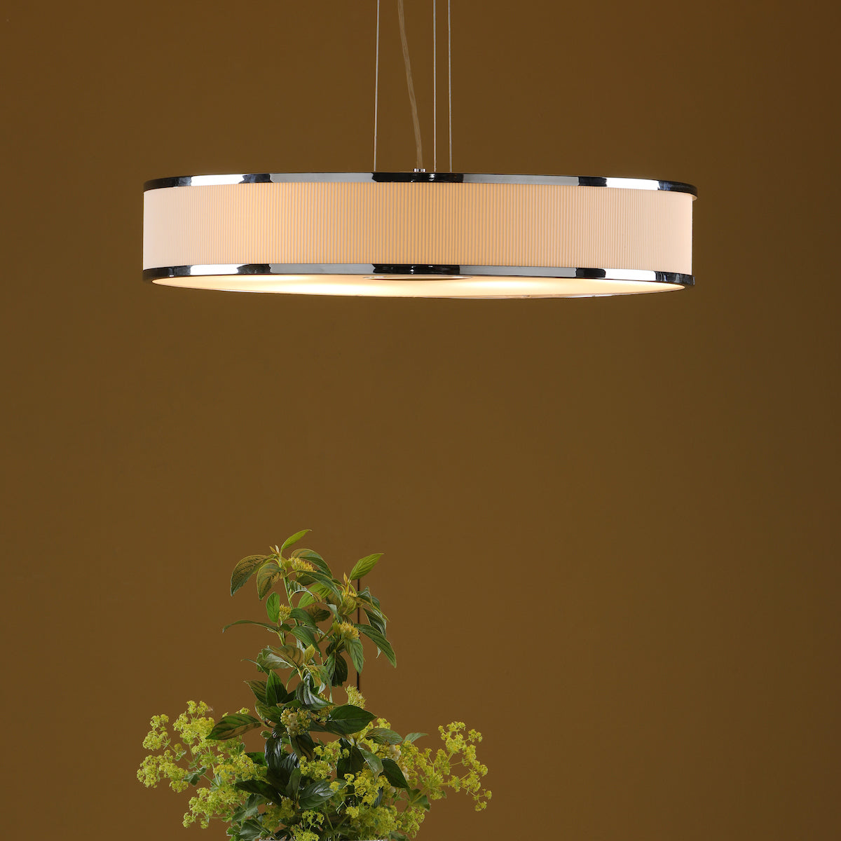 ALVARO 6LT SLIMLINE PENDANT POL CHR IVORY 60CM