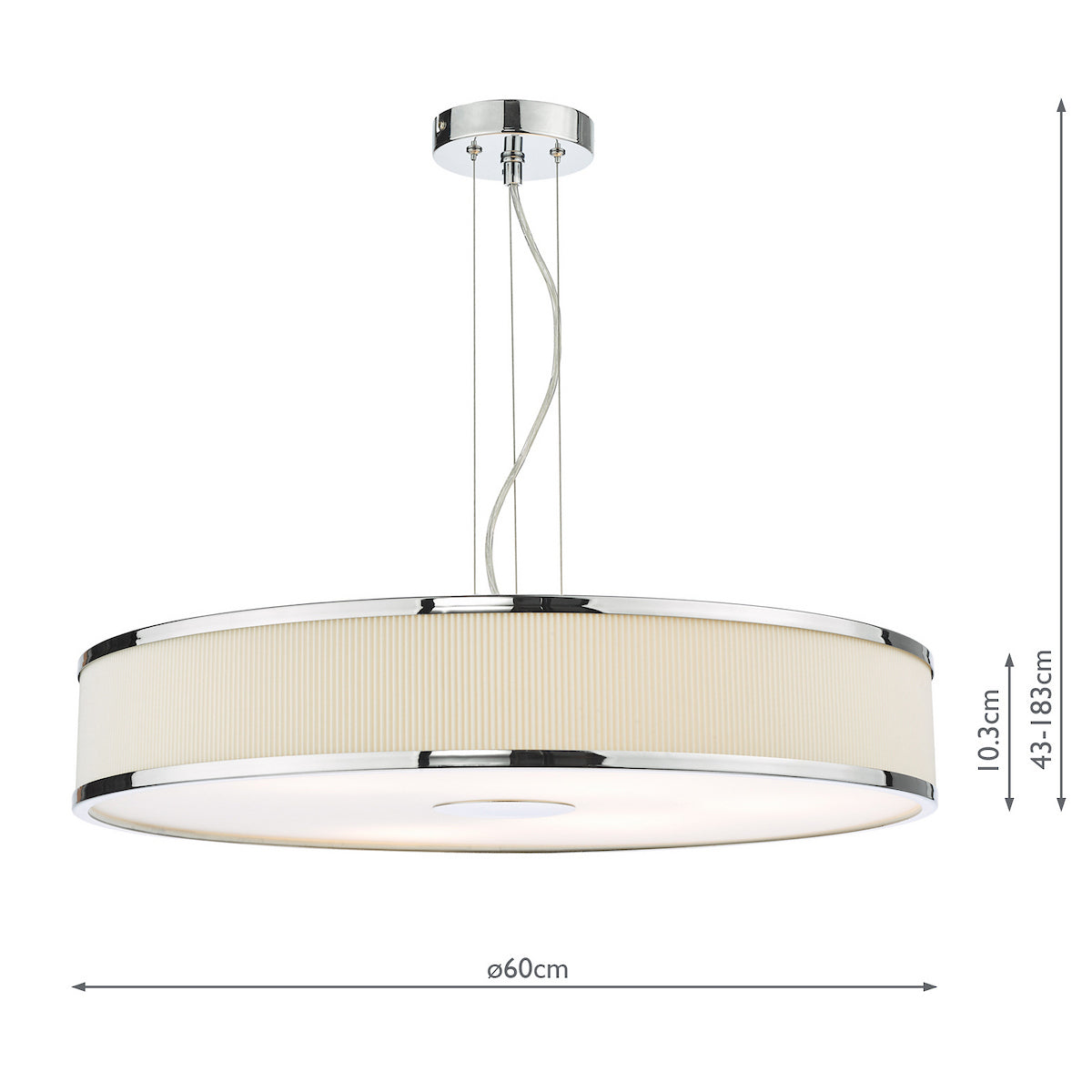 ALVARO 6LT SLIMLINE PENDANT POL CHR IVORY 60CM