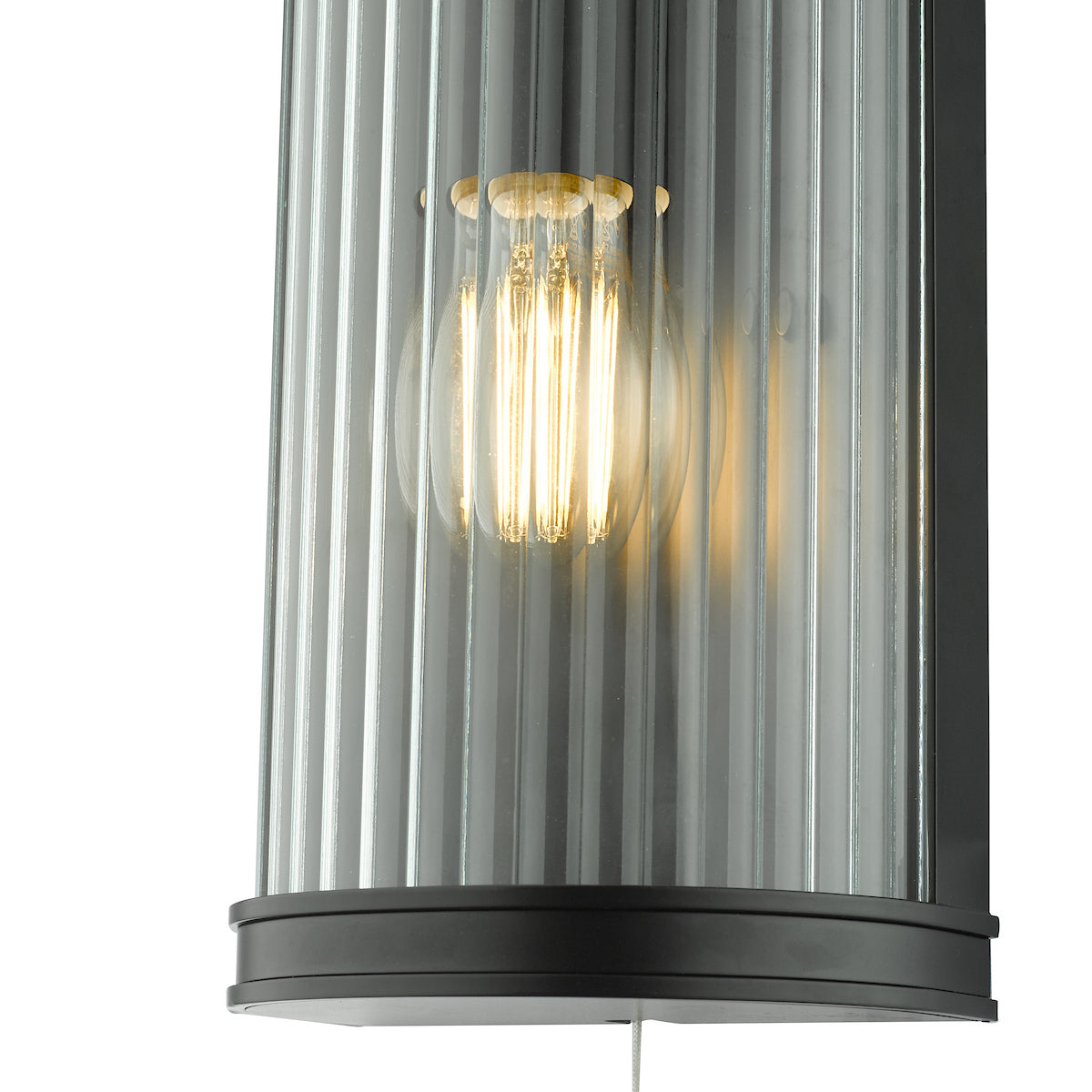 ANUND 1LT WALL LIGHT BLACK CLEAR RIBBED GLASS IP44