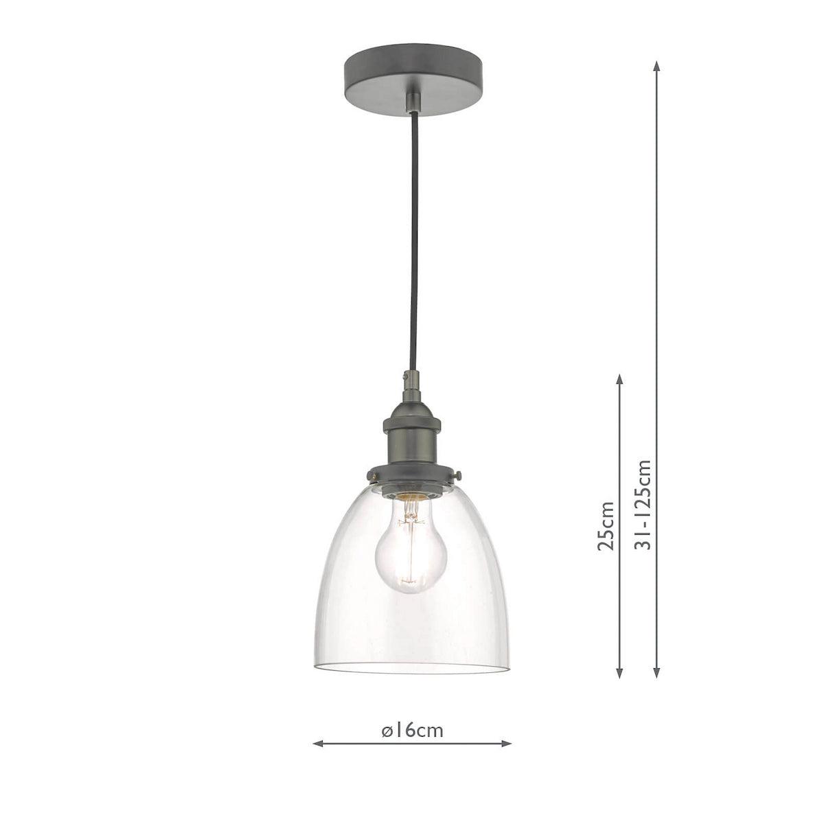 ARVIN 1LT PENDANT ANT CHR