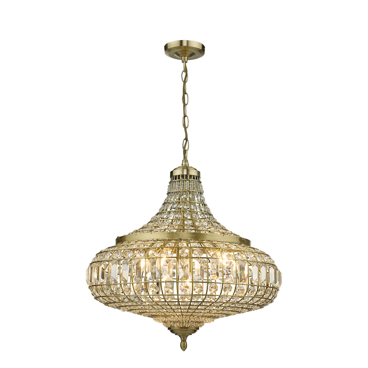 ASMARA 6LT PENDANT ANTIQUE BRASS CRYSTAL