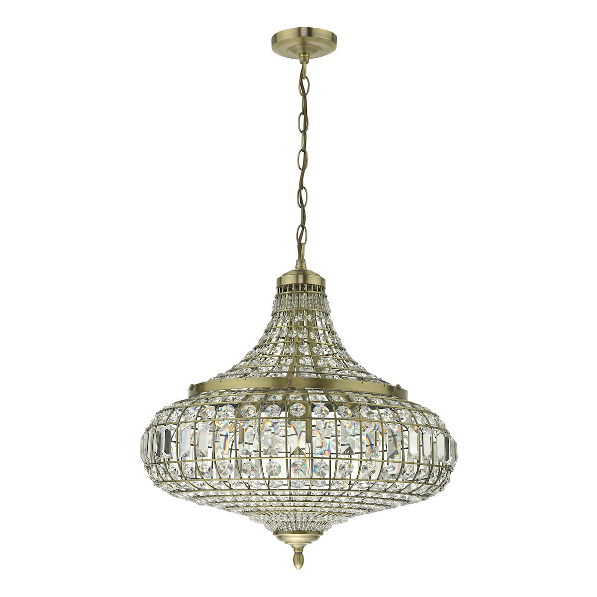 ASMARA 6LT PENDANT ANTIQUE BRASS CRYSTAL