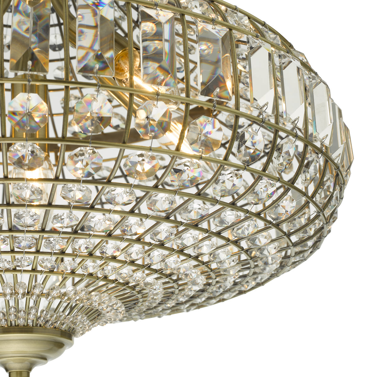 ASMARA 6LT PENDANT ANTIQUE BRASS CRYSTAL