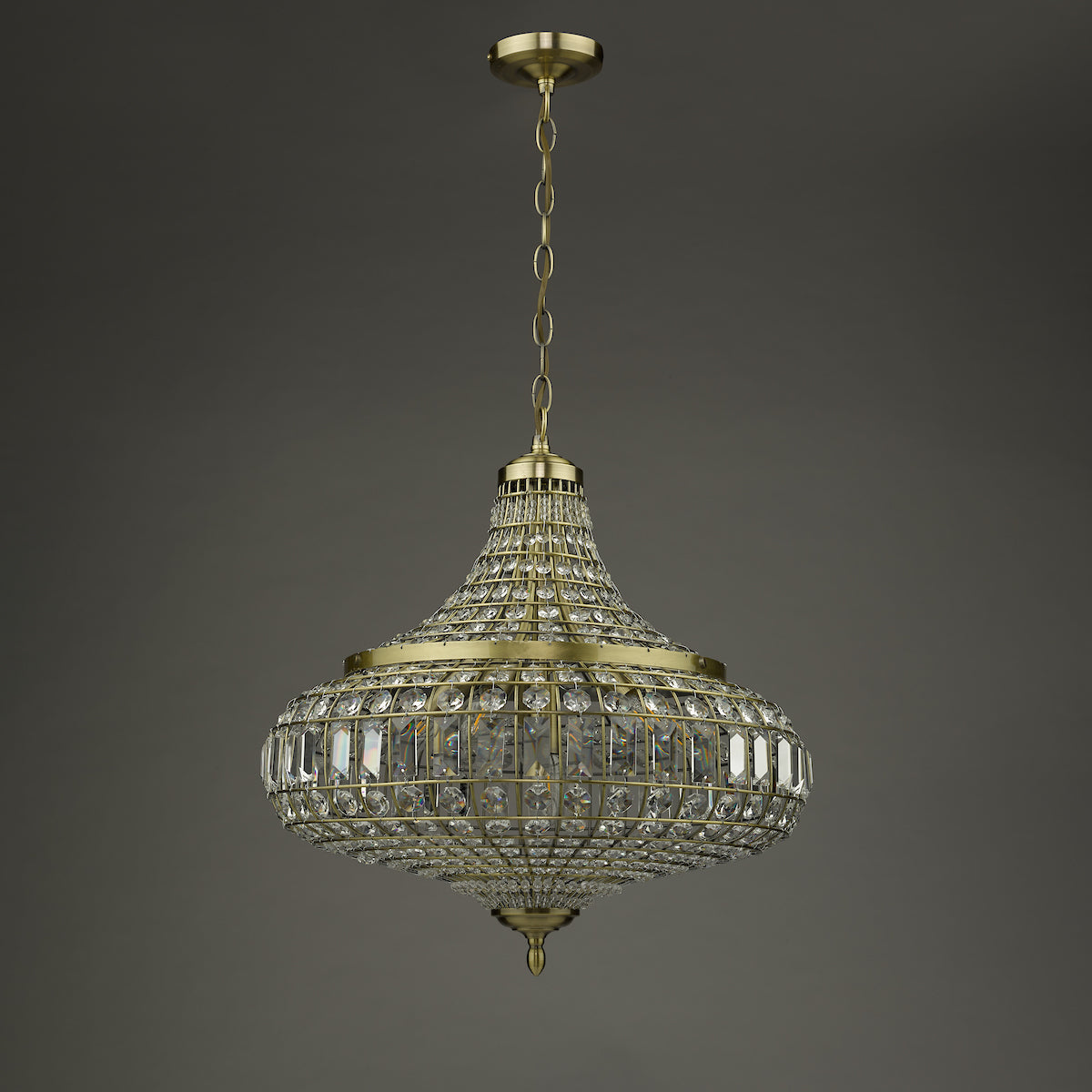ASMARA 6LT PENDANT ANTIQUE BRASS CRYSTAL