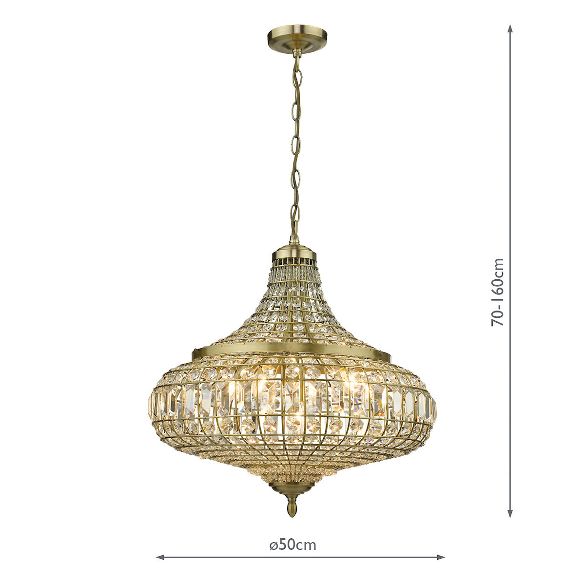 ASMARA 6LT PENDANT ANTIQUE BRASS CRYSTAL