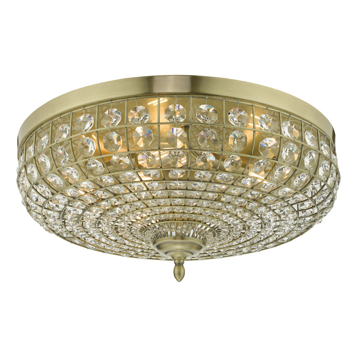 ASMARA 5LT FLUSH ANTIQUE BRASS CRYSTAL
