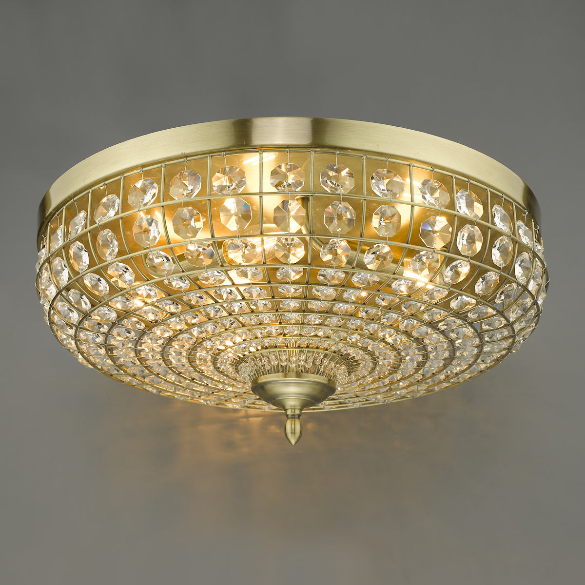 ASMARA 5LT FLUSH ANTIQUE BRASS CRYSTAL