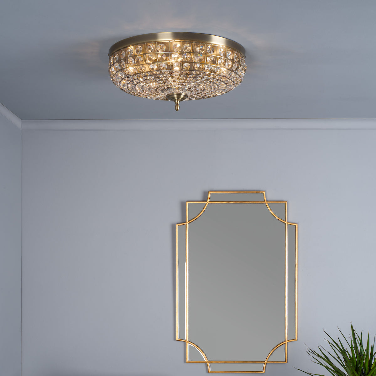ASMARA 5LT FLUSH ANTIQUE BRASS CRYSTAL