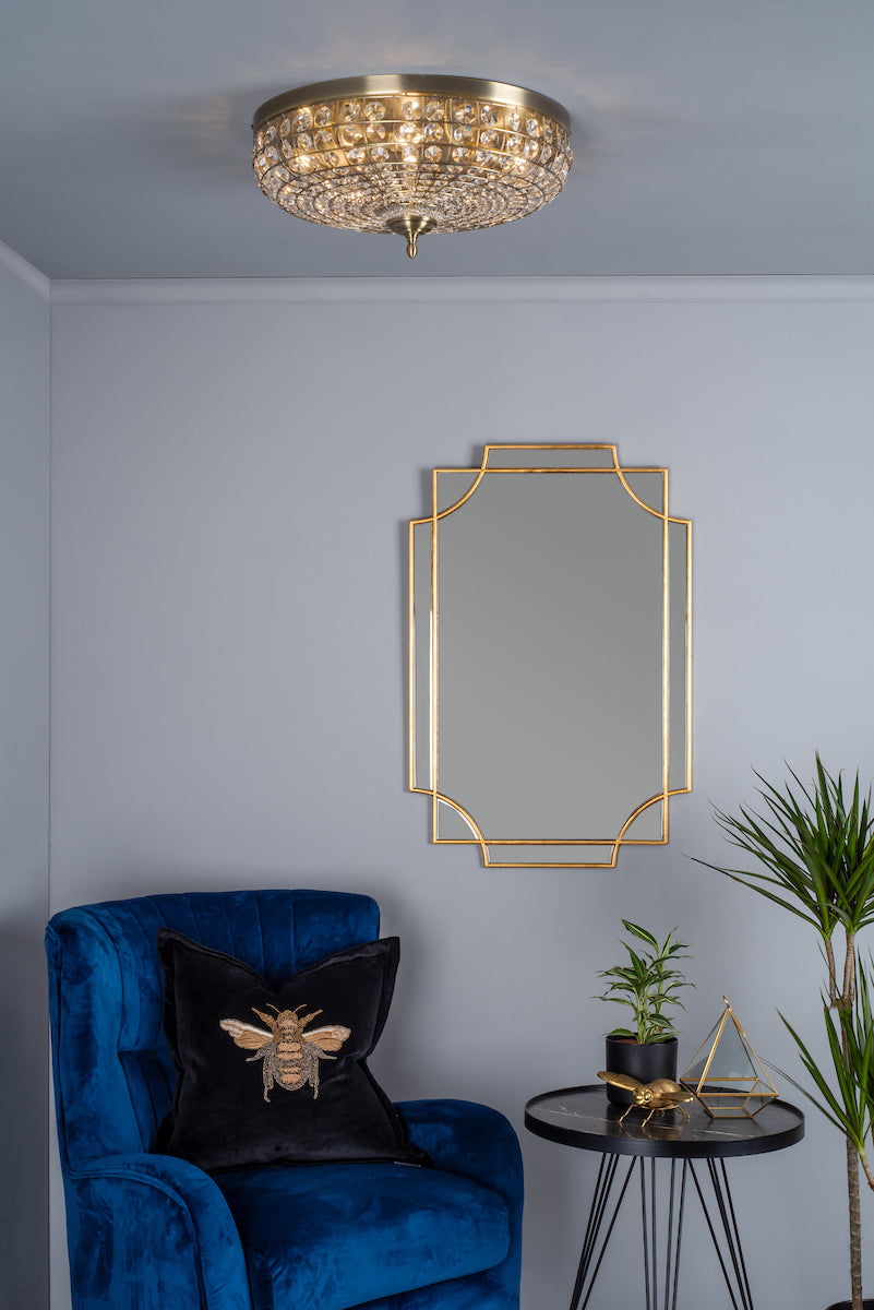 ASMARA 5LT FLUSH ANTIQUE BRASS CRYSTAL