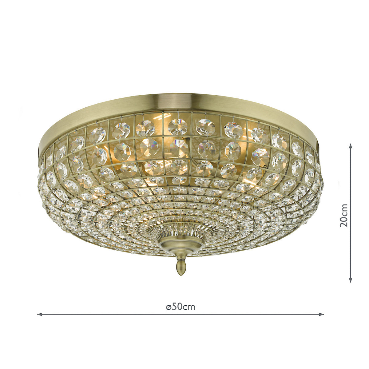 ASMARA 5LT FLUSH ANTIQUE BRASS CRYSTAL