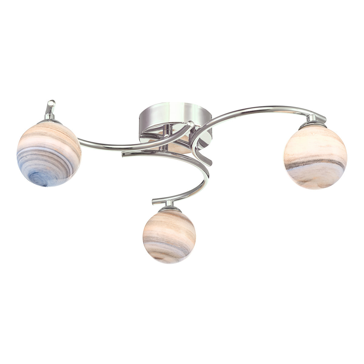 ATIYA 3LT SEMI FLUSH POL CHR CW PLANET GLS