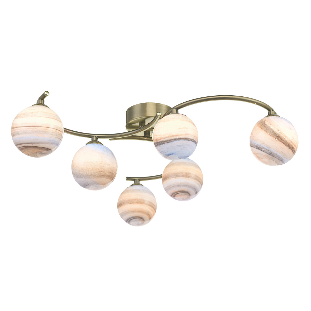 ATIYA 6LT SEMI FLUSH ANT BRA CW PLANET GLS