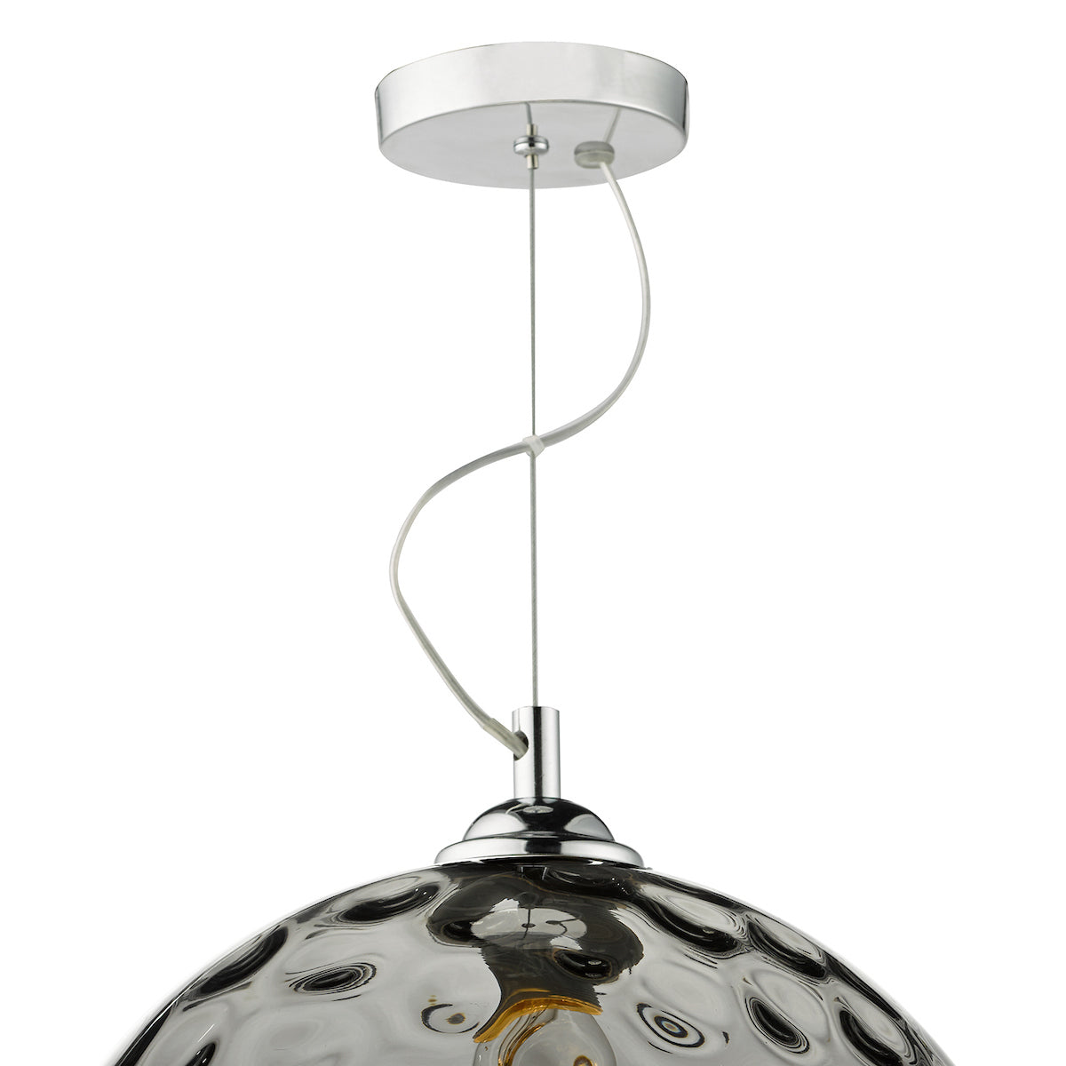 AULAX 1LT PEND SILVER SMOKED GLASS WITH DIMPLE EFF