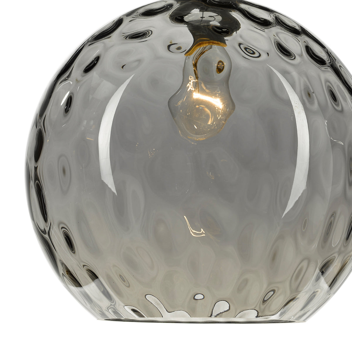 AULAX 1LT PEND SILVER SMOKED GLASS WITH DIMPLE EFF