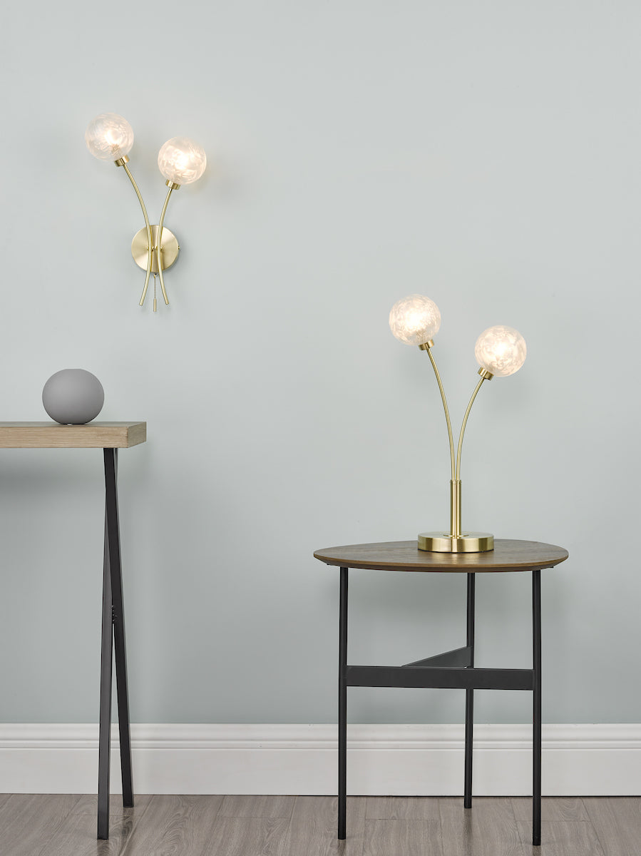 AVARI 2LT WB SATIN BRASS FROSTED GLASS