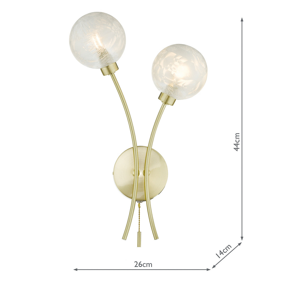 AVARI 2LT WB SATIN BRASS FROSTED GLASS