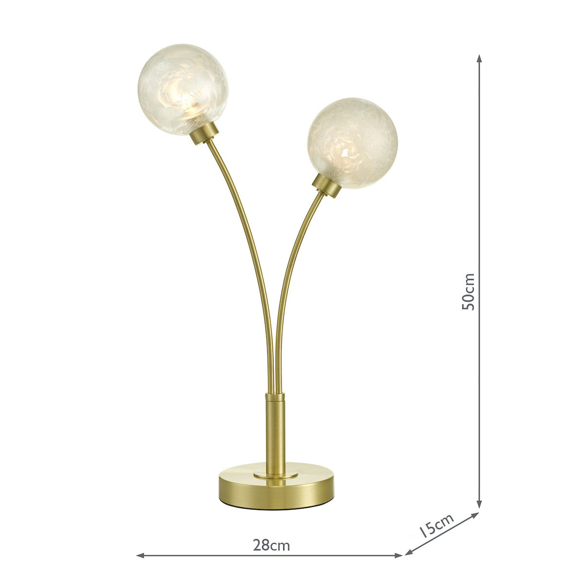 AVARI 2LT TABLE LAMP SATIN BRASS FROSTED GLASS