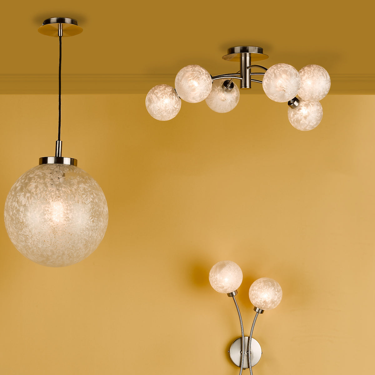 AVARI 6LT SEMI FLUSH SATIN NICKEL FROSTED GLASS