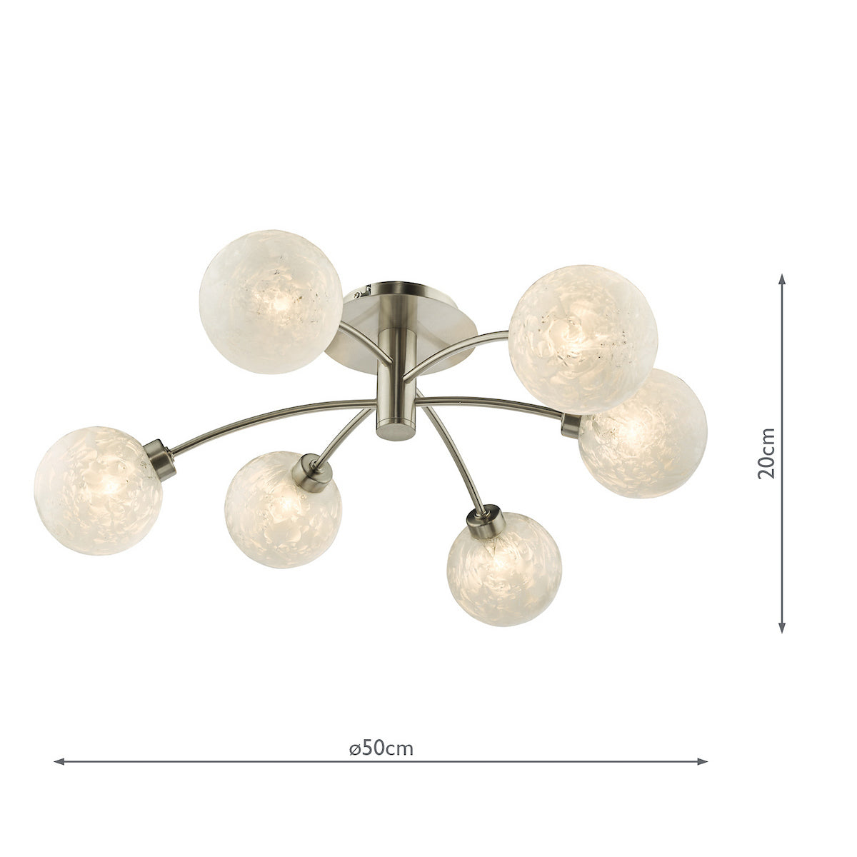 AVARI 6LT SEMI FLUSH SATIN NICKEL FROSTED GLASS