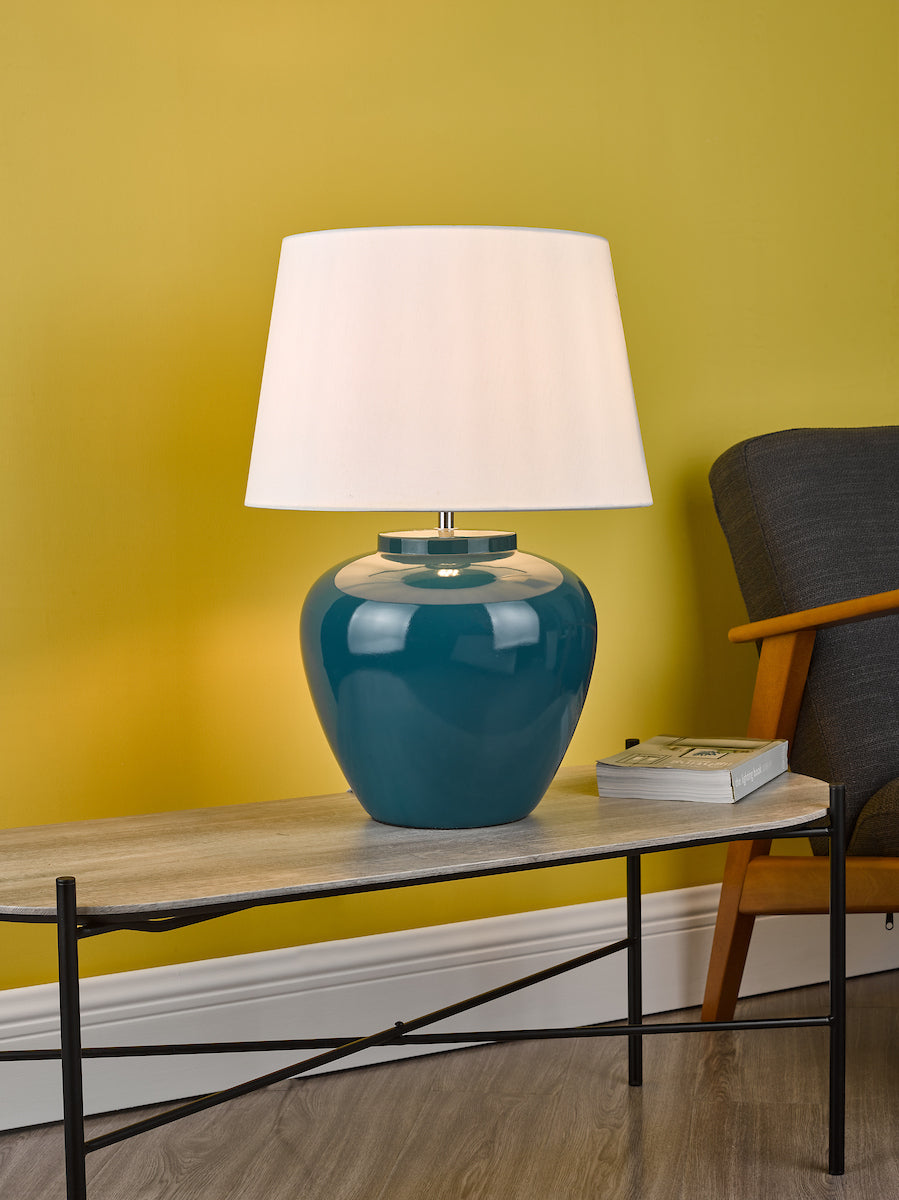 CEZANNE FAUX SILK DRUM SHADE WHITE 40CM