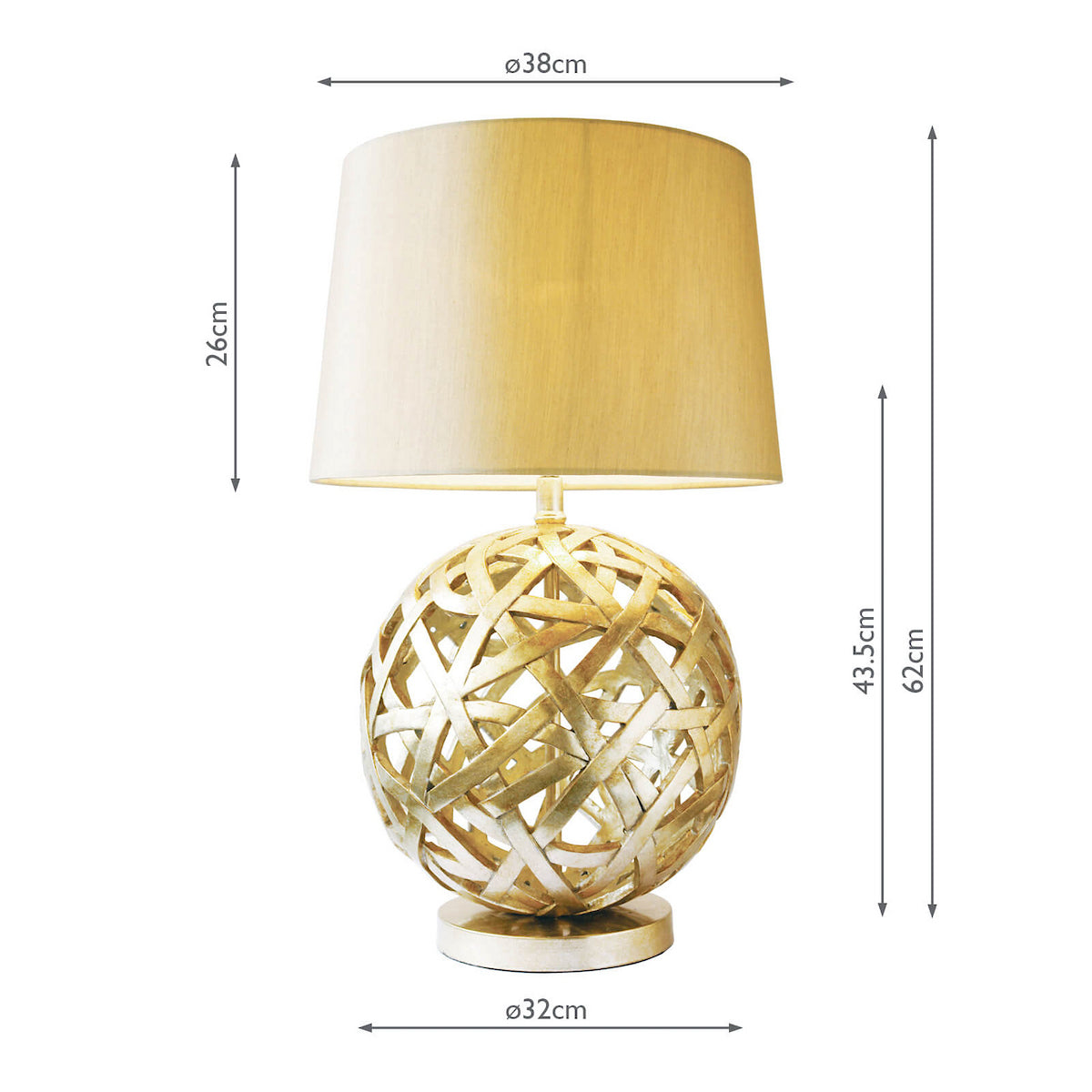 BALTHAZAR BALL SHAPE TABLE LAMP BASE CW SHADE