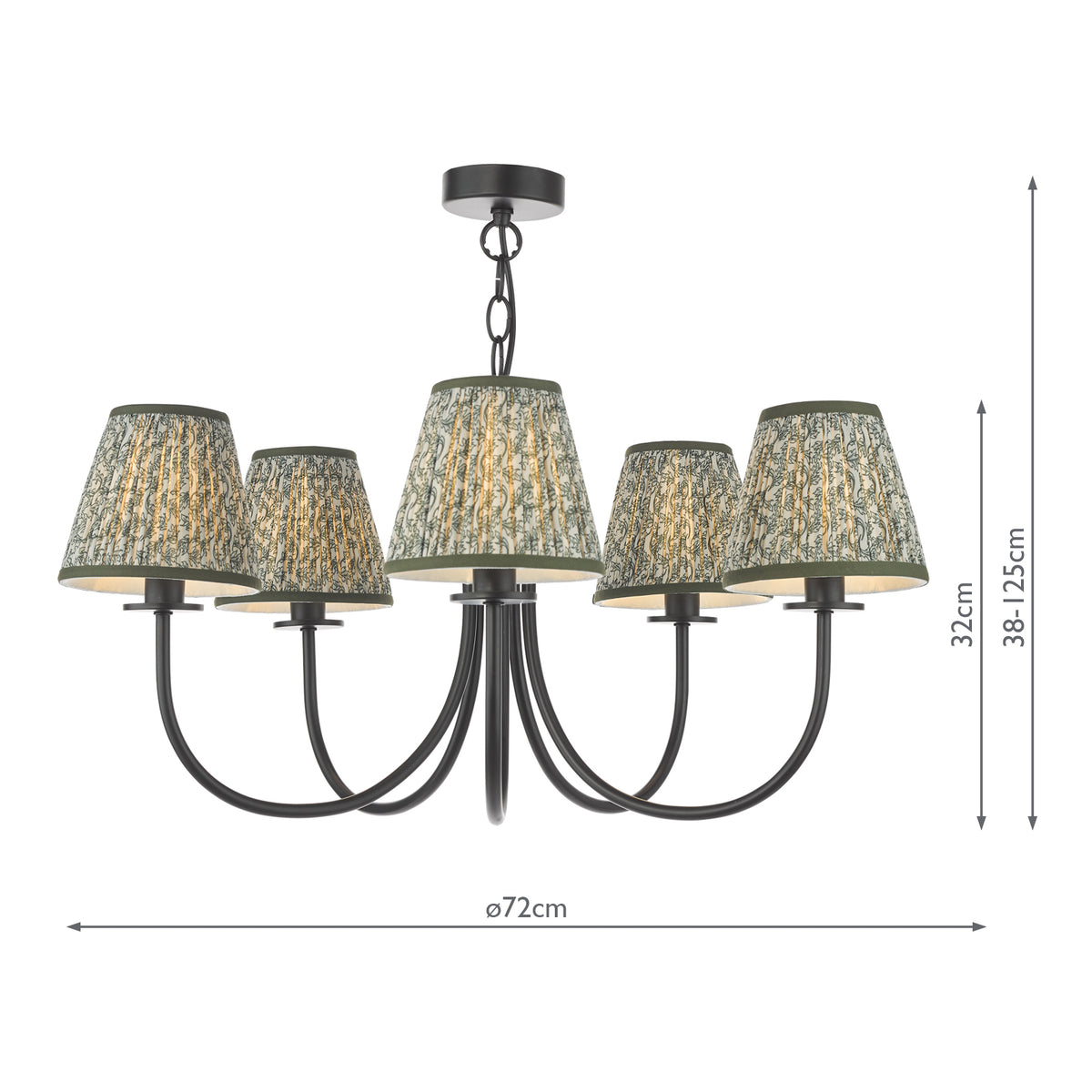 Becca 5 Light Armed Pendant Matt Black With Shade