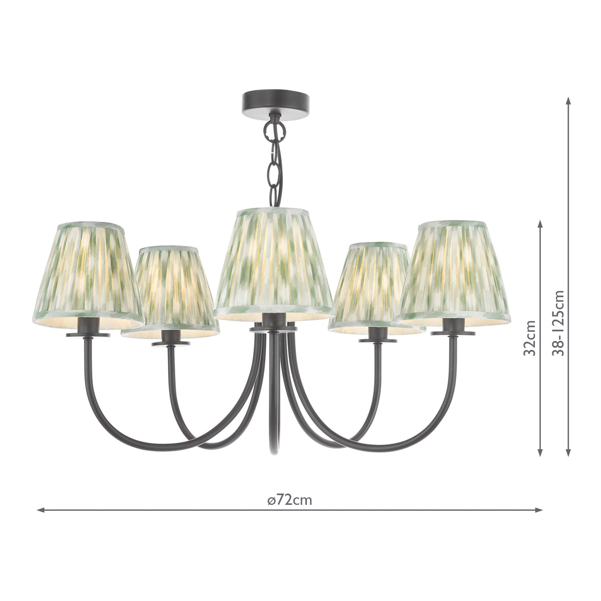 Becca 5 Light Armed Pendant Matt Black With Shade